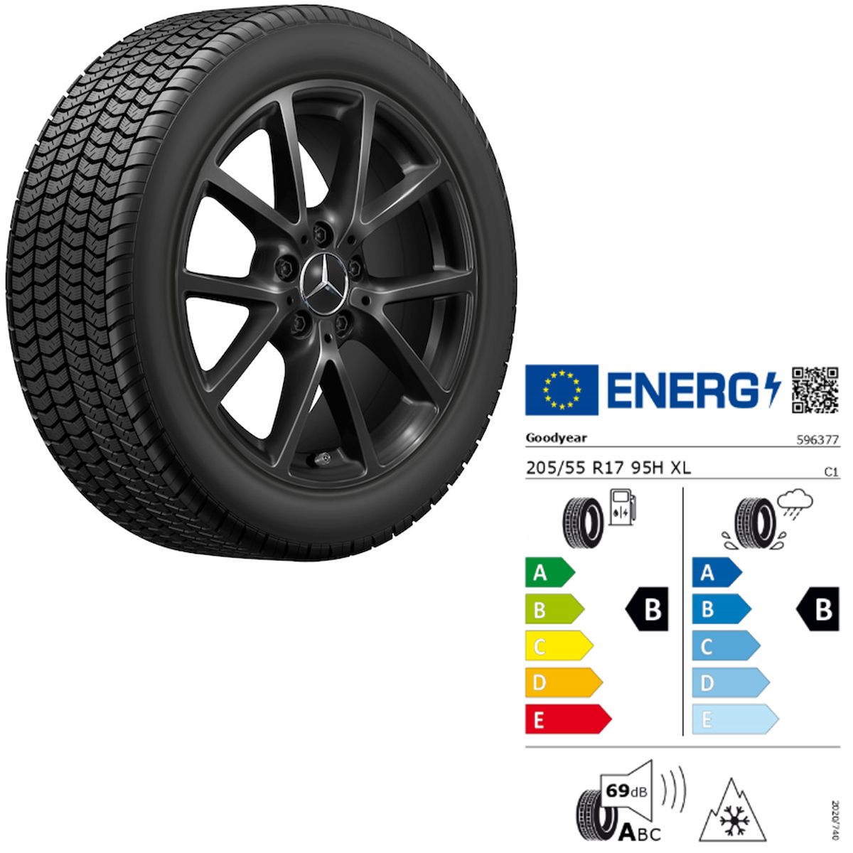 205/55 R17 95H XL Mercedes-Benz CLA 174 178 Winterkomplettrad Goodyear rechts VA Q44014141108A