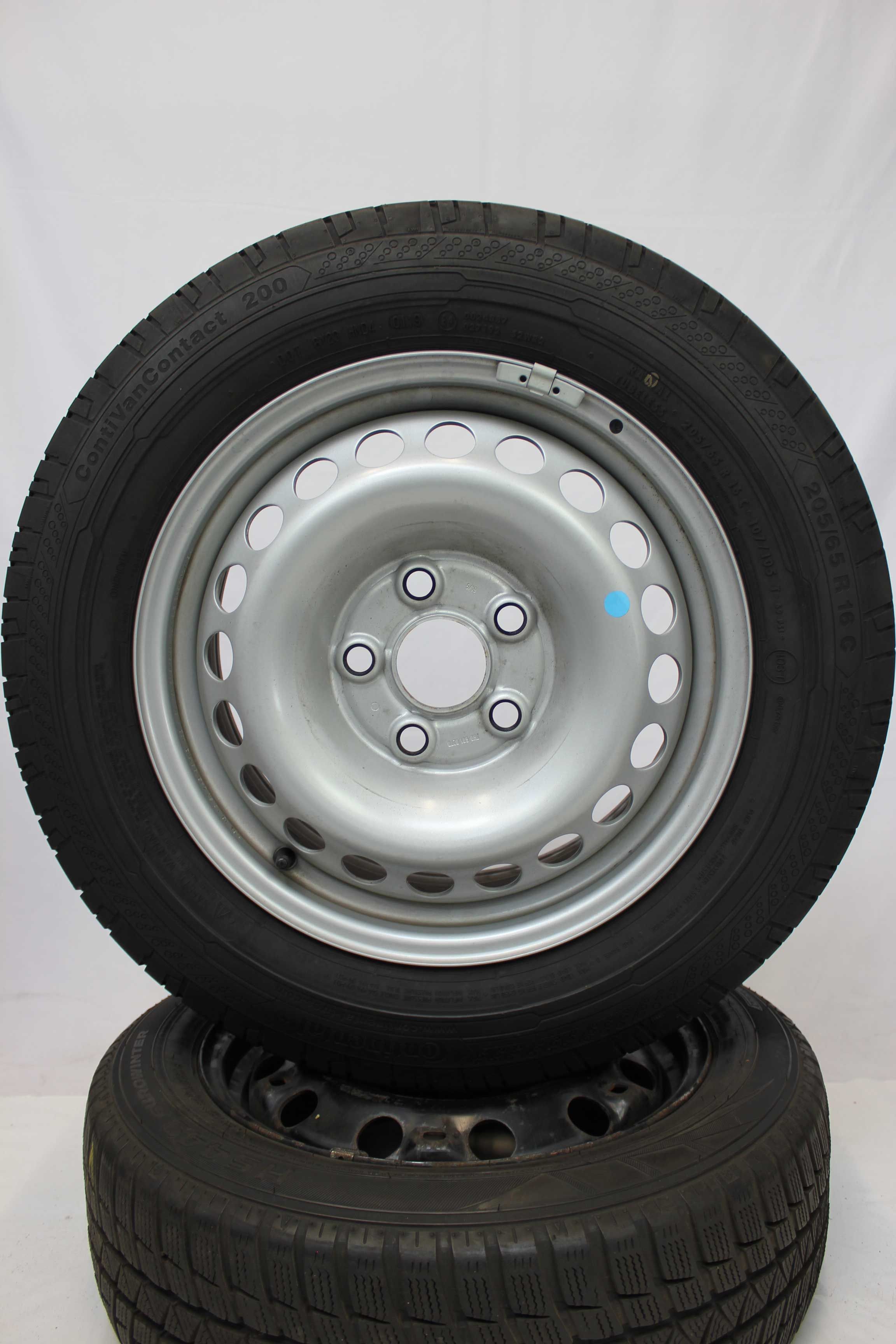 Sommerkomplettradsatz-Volkswagen-7H0-T5-Stahlfelge-16Zoll-7H0601027D-Sommerreifen-Continental-ContiVanContact200-205-65-R16C-107-105T-14