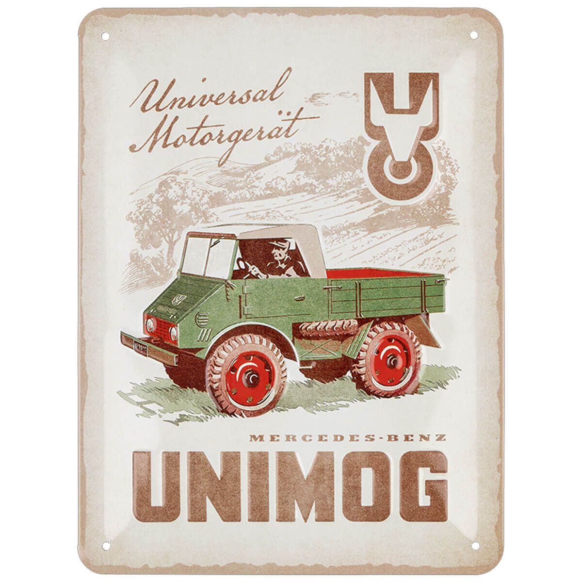 Unil0053 mercedes benz truck unimog blechschild rosier online shop