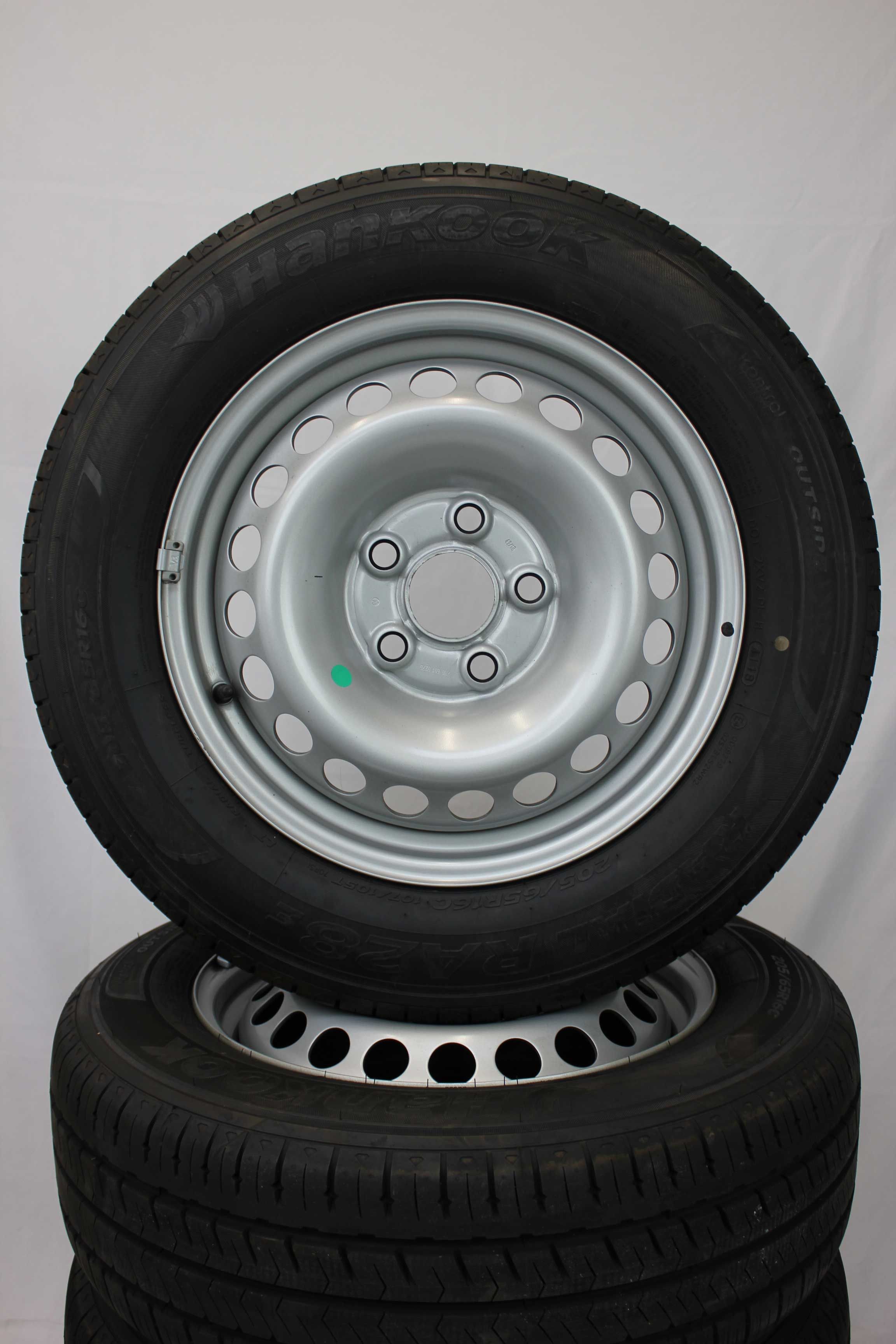 Sommerkomplettradsatz-Volkswagen-7H0-T5-Stahlfelge-16Zoll-7H0601027D-Sommerreifen-Hankook-RadialRA28E-205-65-R16C-107-105T-1