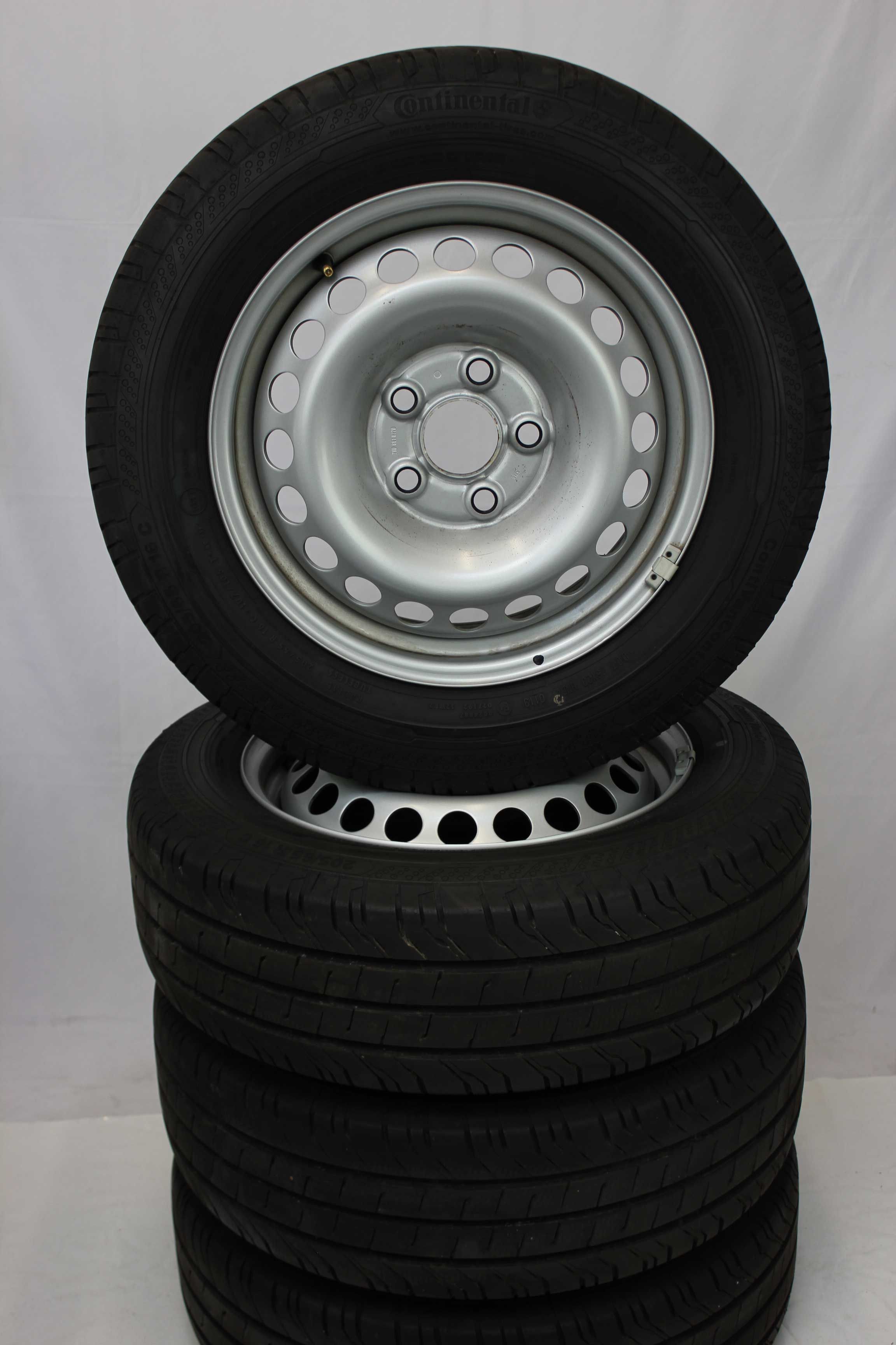 Sommerkomplettradsatz volkswagen 7h0 t5 stahlfelge 16zoll 7h0601027d sommerreifen continental contivancontact200 205 65 r16c 107 105t