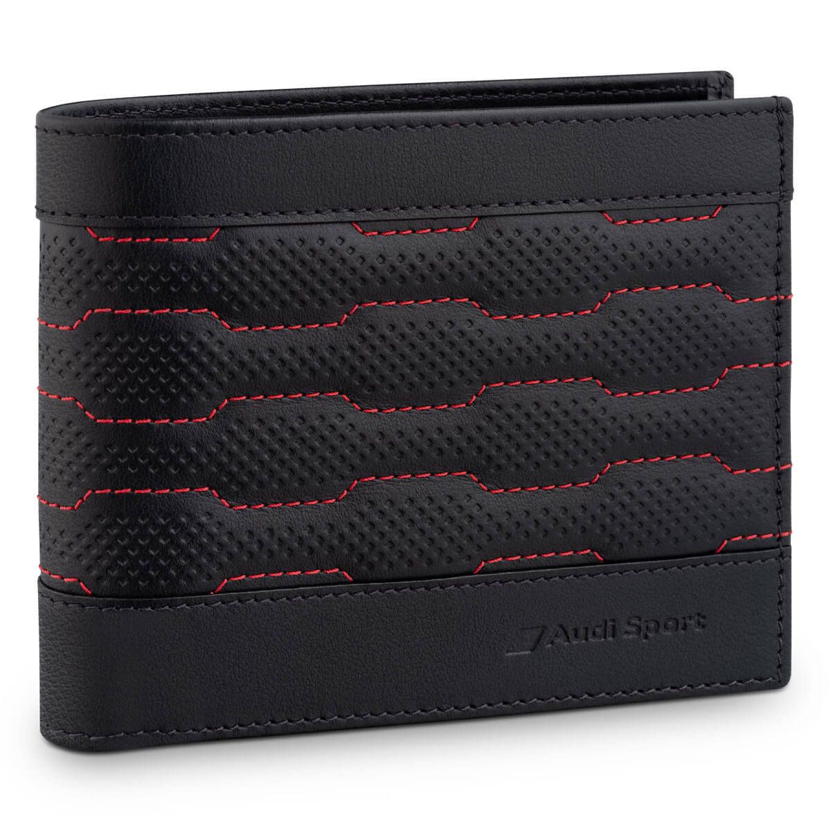 Audi Sport Geldbörse Leder Herren schwarz rot 3152600900