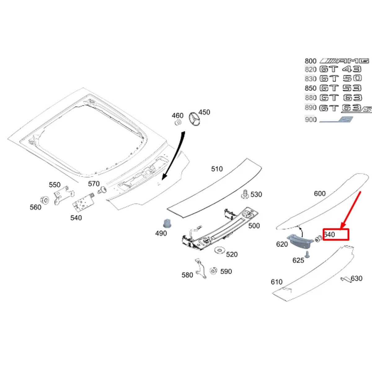 A1907931200 mercedes benz teilesatz heckspoiler rosier onlineshop