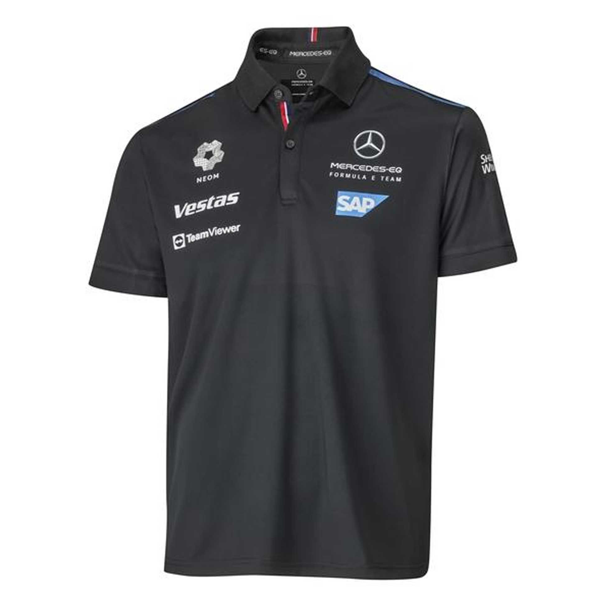 B67997875 mercedes eq poloshirt herren schwarz teamshirt formel e rosier onlineshop