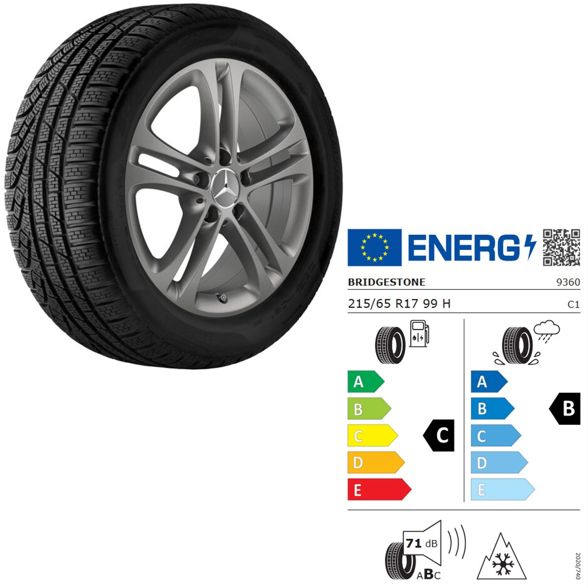 215/65 R17 99H Mercedes-Benz GLA H247 GLB X247 Winterkomplettrad Michelin links Q440301910180