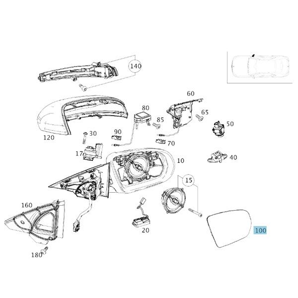 A0998101000 mercedes benz spiegelglas rosier onlineshop
