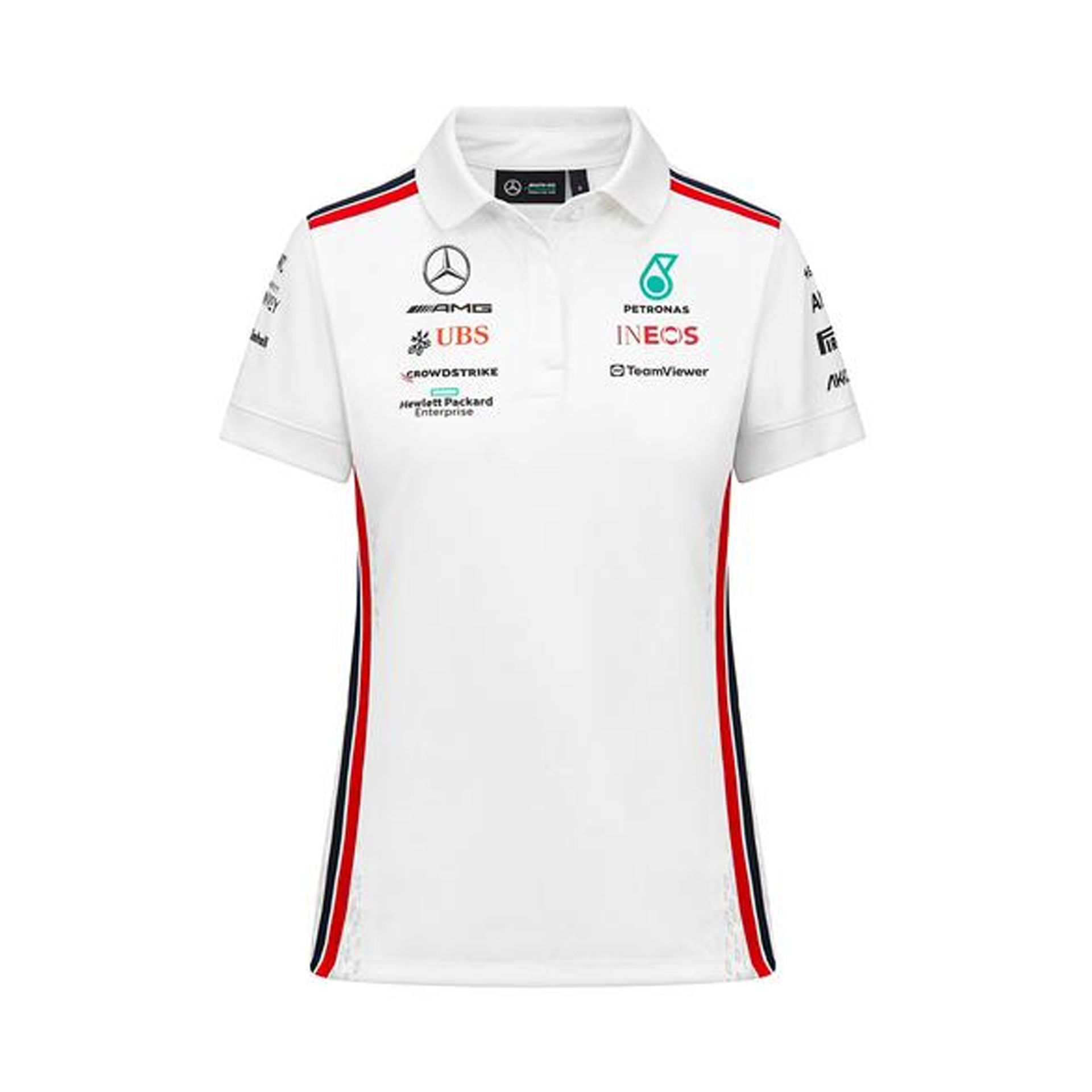 B67990102 mercedes amg f1 team poloshirt damen weiss rosier onlineshop