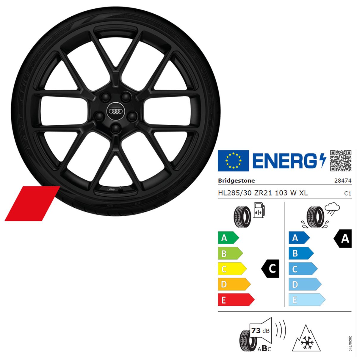 285/30 R21 103W XL Audi RS5 Winterkomplettrad schwarz metallic rechts HA 8B3073561B9W7