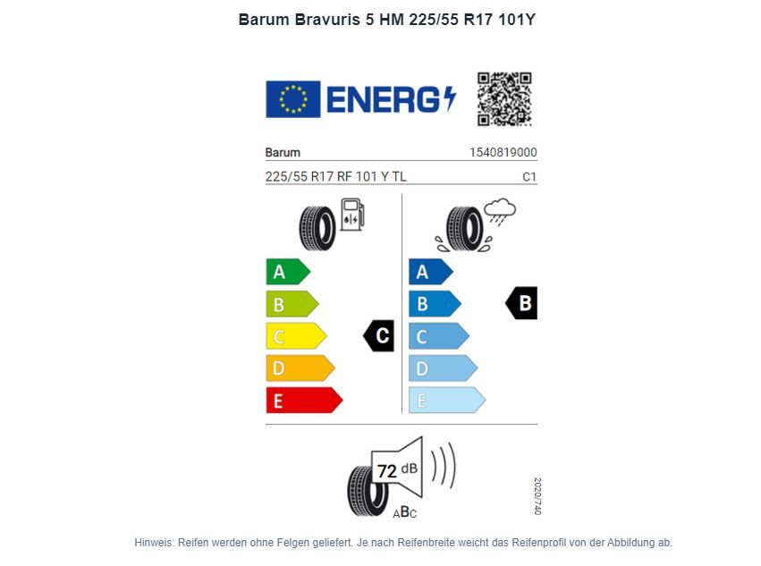 Barum bravuris 5hm 225 55 r17 101y etikett
