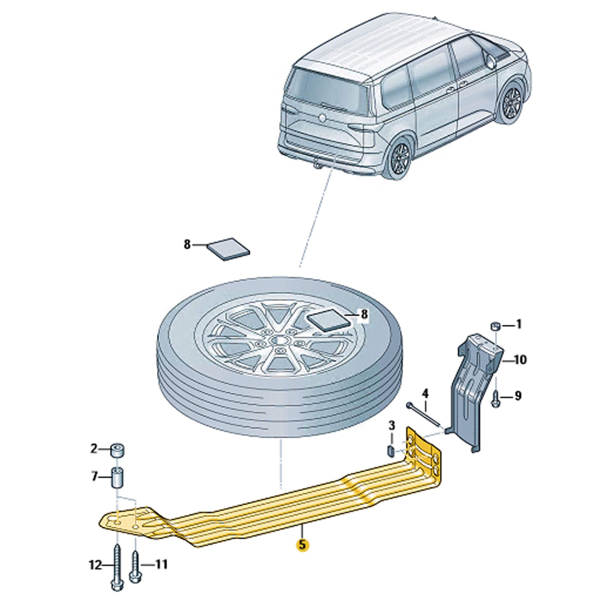 7t0801903a volkswagen multivan spannbuegel reserveradhalter rosier onlineshop